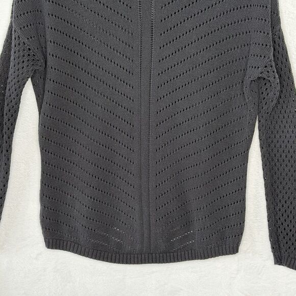 prAna Parker Perforated Crochet Open Knit Sweater Black Size XS Organic Cotton - Picture 11 of 16